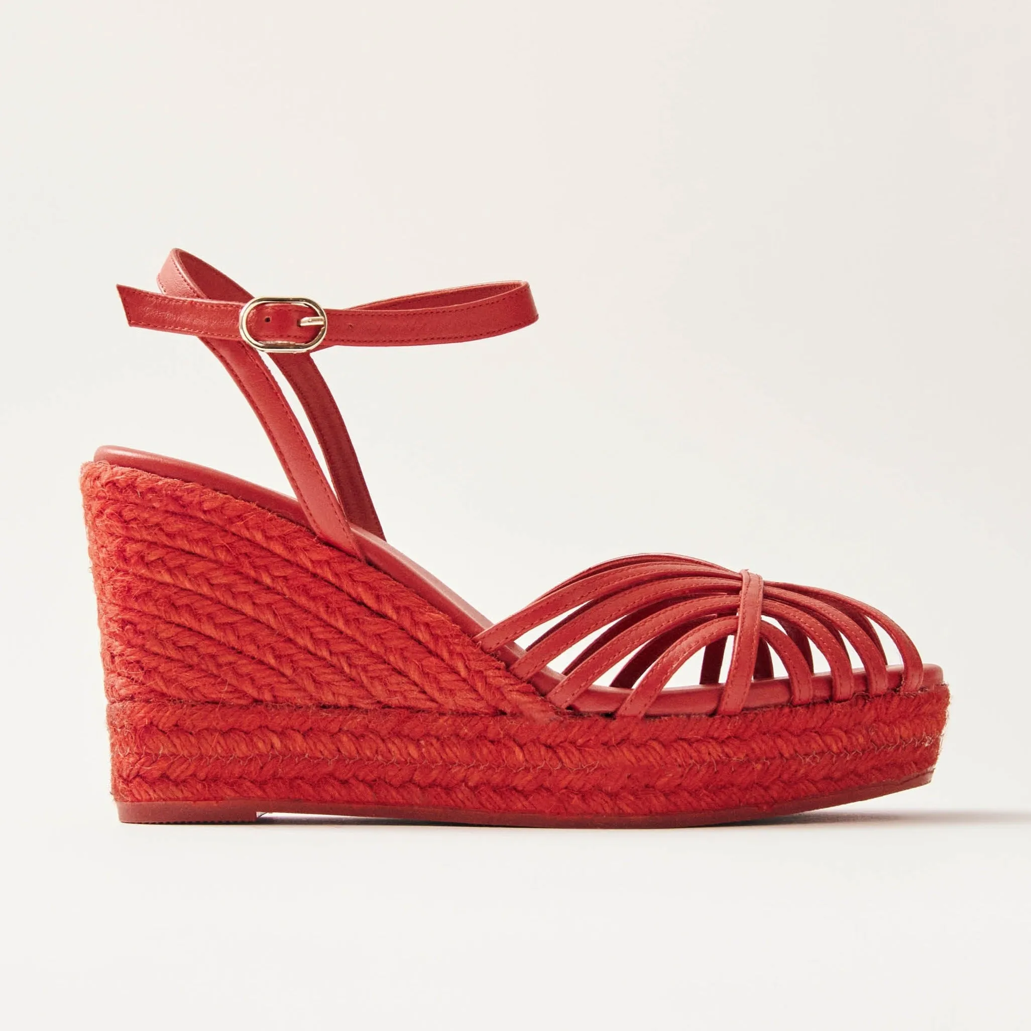 Maren Colorblock Red Leather Espadrilles