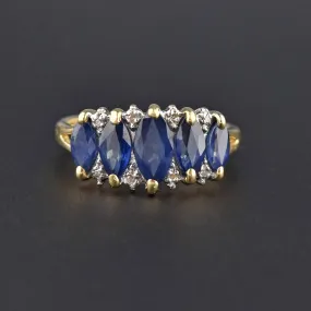 Marquise Sapphire & Diamond 14K Gold Cocktail Ring