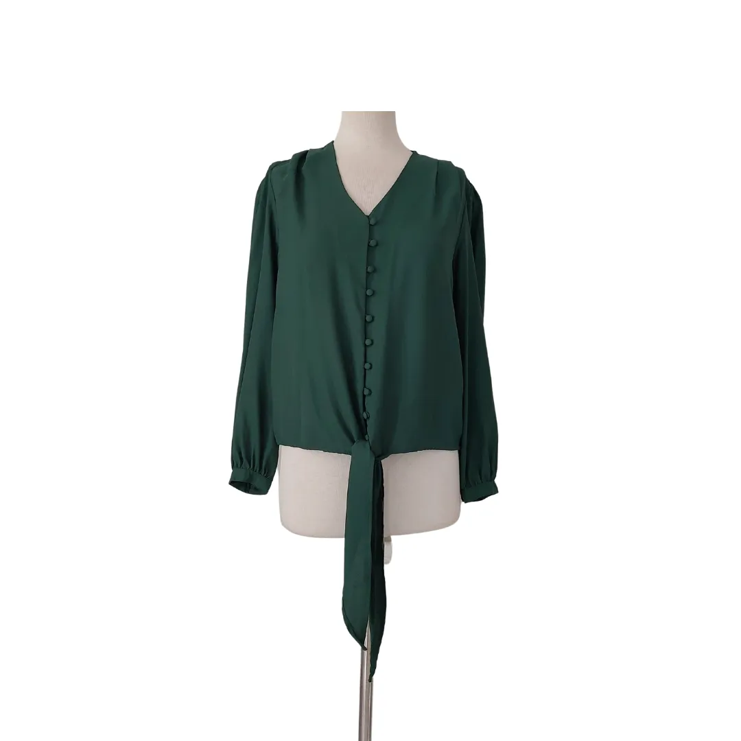 Max Emerald Green Buttons Front-knot Blouse | Pre Loved |