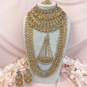 Meera Bridal Choker and Long Necklace Set - Golden