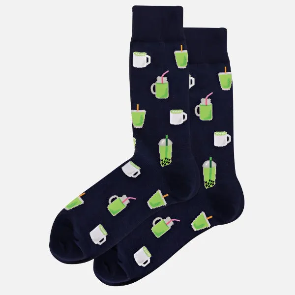 Mens Matcha Boba Crew Socks