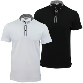 Mens Pique Polo Shirt Xact Clothing Cotton Gingham Collar & Trims Button Down