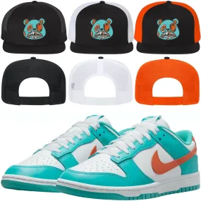 Miami Dolphin Dunks Flat Brim Trucker Hat - MIAMI MONEY TALKS BAWS