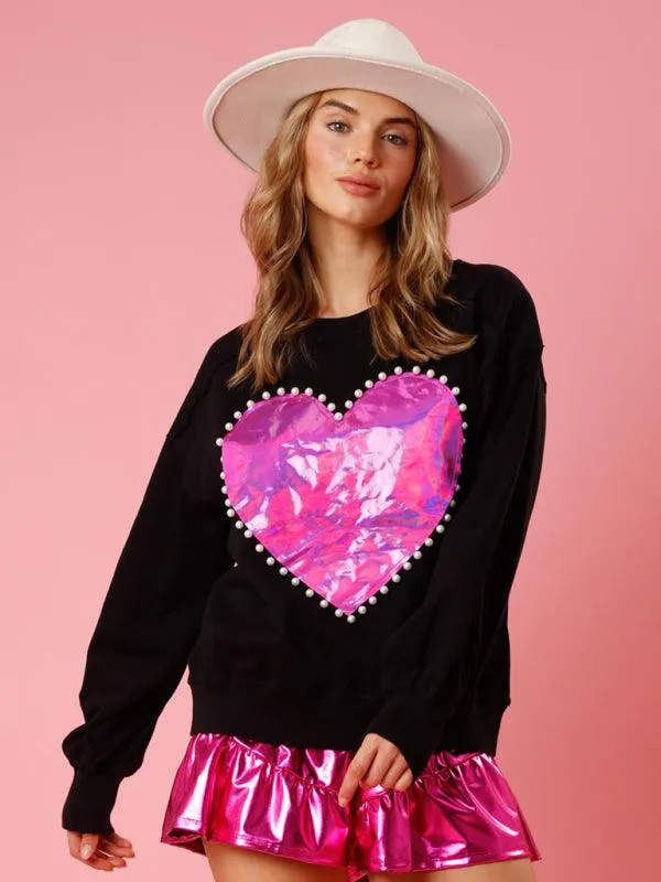 Love Pearl Loose Women Sweatshirt