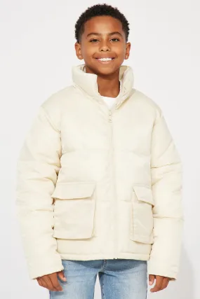 Mini Travis Nylon Cropped Puffer - Off White