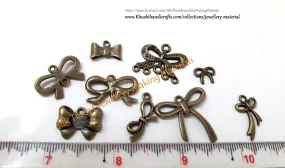 Mixed Antique Bronze Ribbon charms for Bracelet and Necklace Jewelry. Sold as a combo!