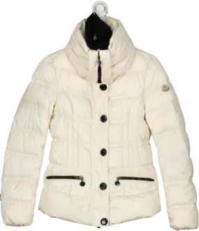 Moncler Cream Short Down Jacket With Black Buttons UK S