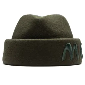 Moncler Genius x Salehe Bembury Olive Wool Felt Beanie Hat - Stylish & Cozy Accessory