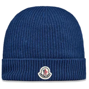 Moncler Logo Blue Beanie