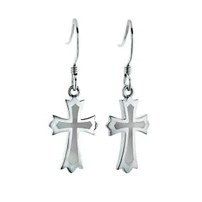 Mother of Pearl Regal Cross Hook Earrings