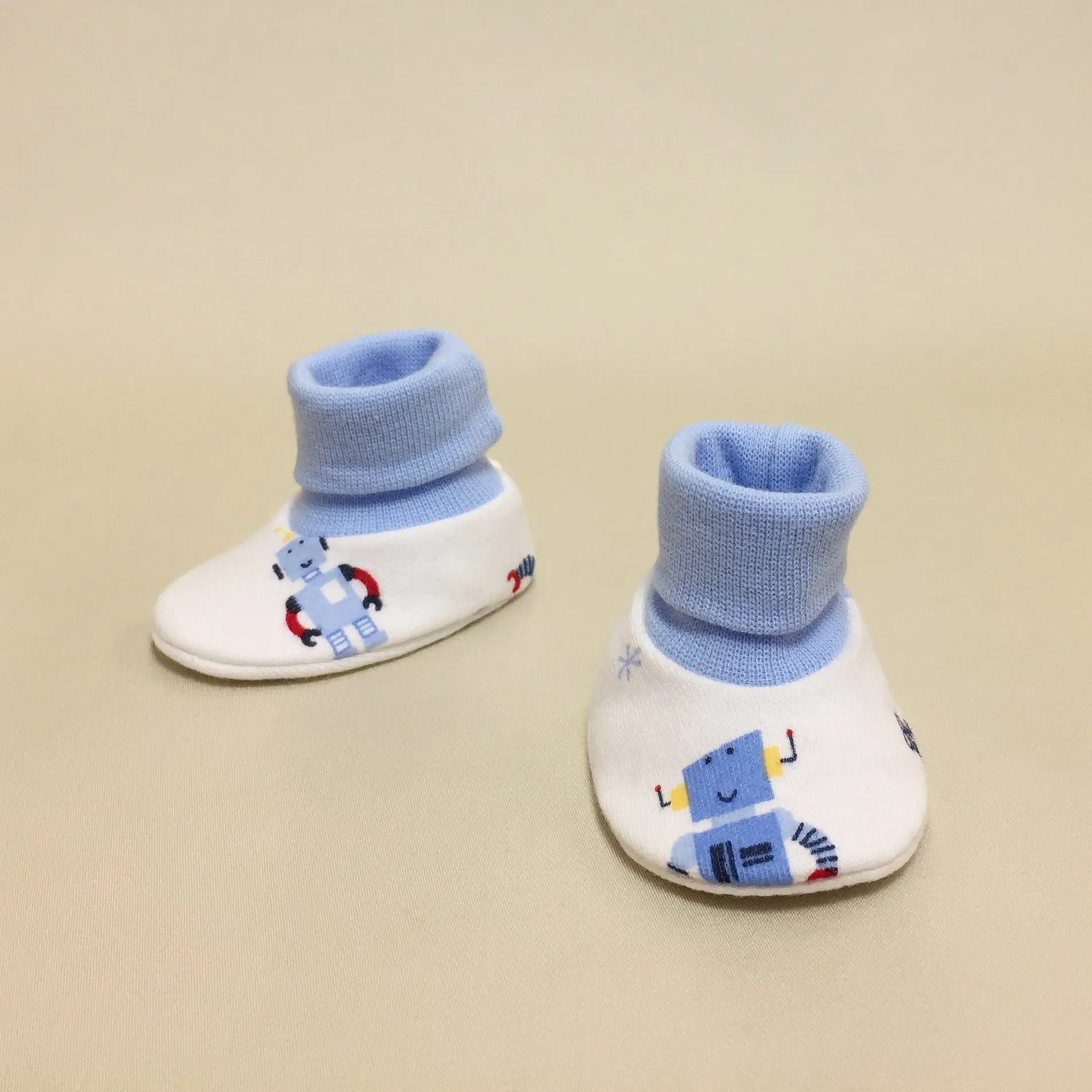 NICU Booties Robots Blue