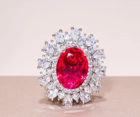 Nouf Hot Rani Pink White Gold Indian Jewelry Cocktail Ring by Jaipur Rose