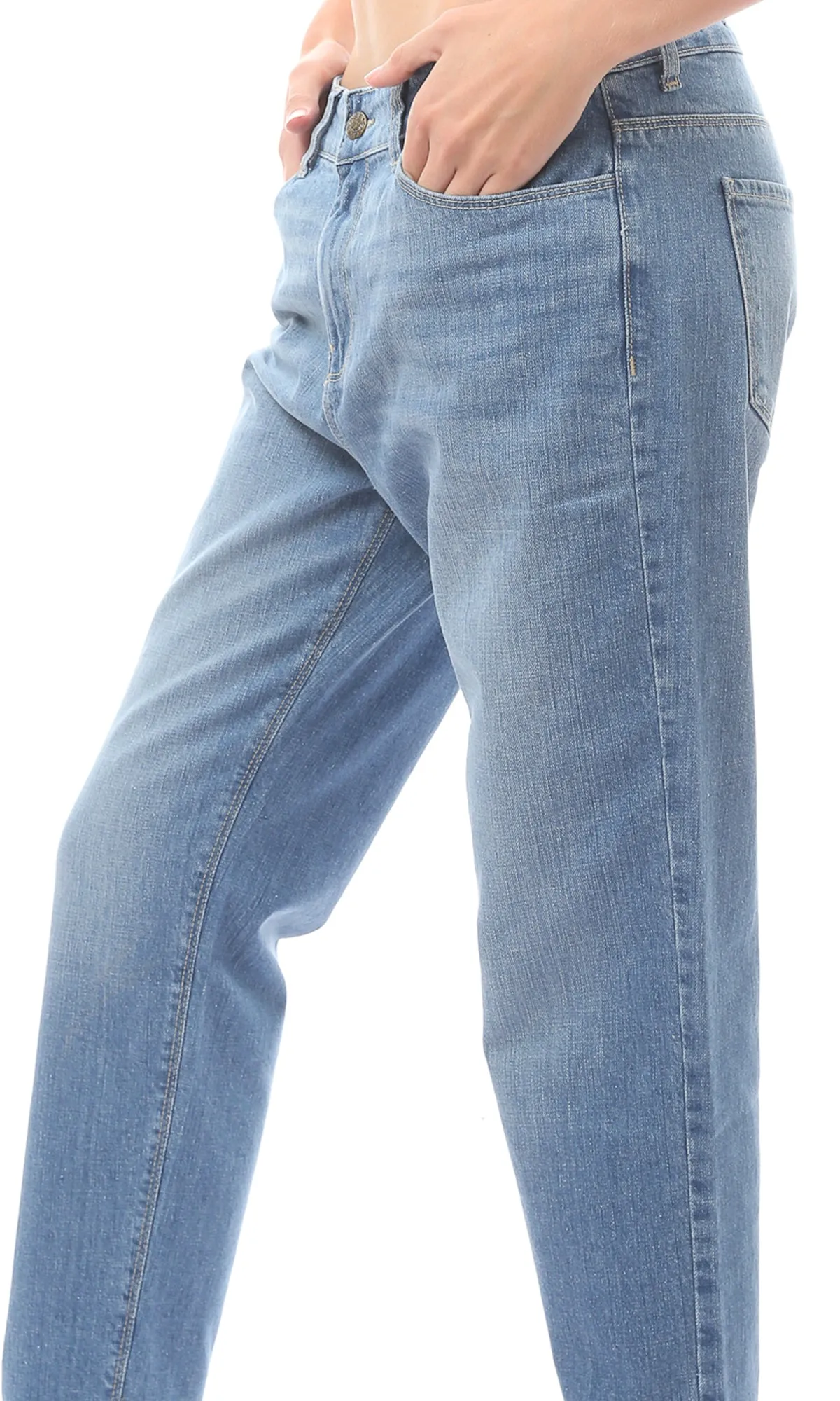 O168639 Comfortable Light Blue Regular Fit Jeans