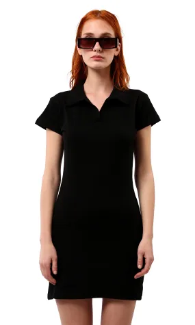 O187833 Open Neck Black Short Sleeves Summer Dress