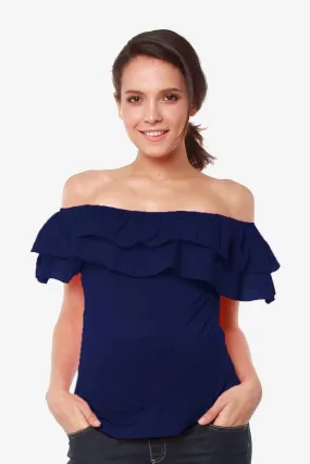 Off Shoulder Cacey Nursing Top Navy