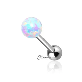 Opal Ball Top with Surgical Steel Tragus Barbell-White