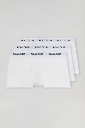 Pack de tres boxers blancos con logotipo Polo Club