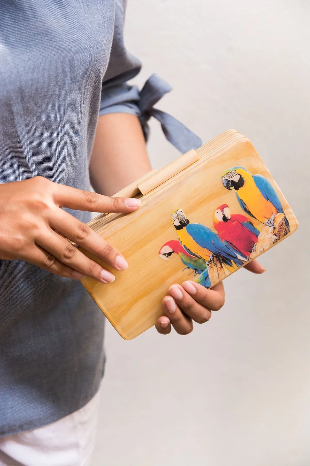 Parrot Life Wooden Clutch