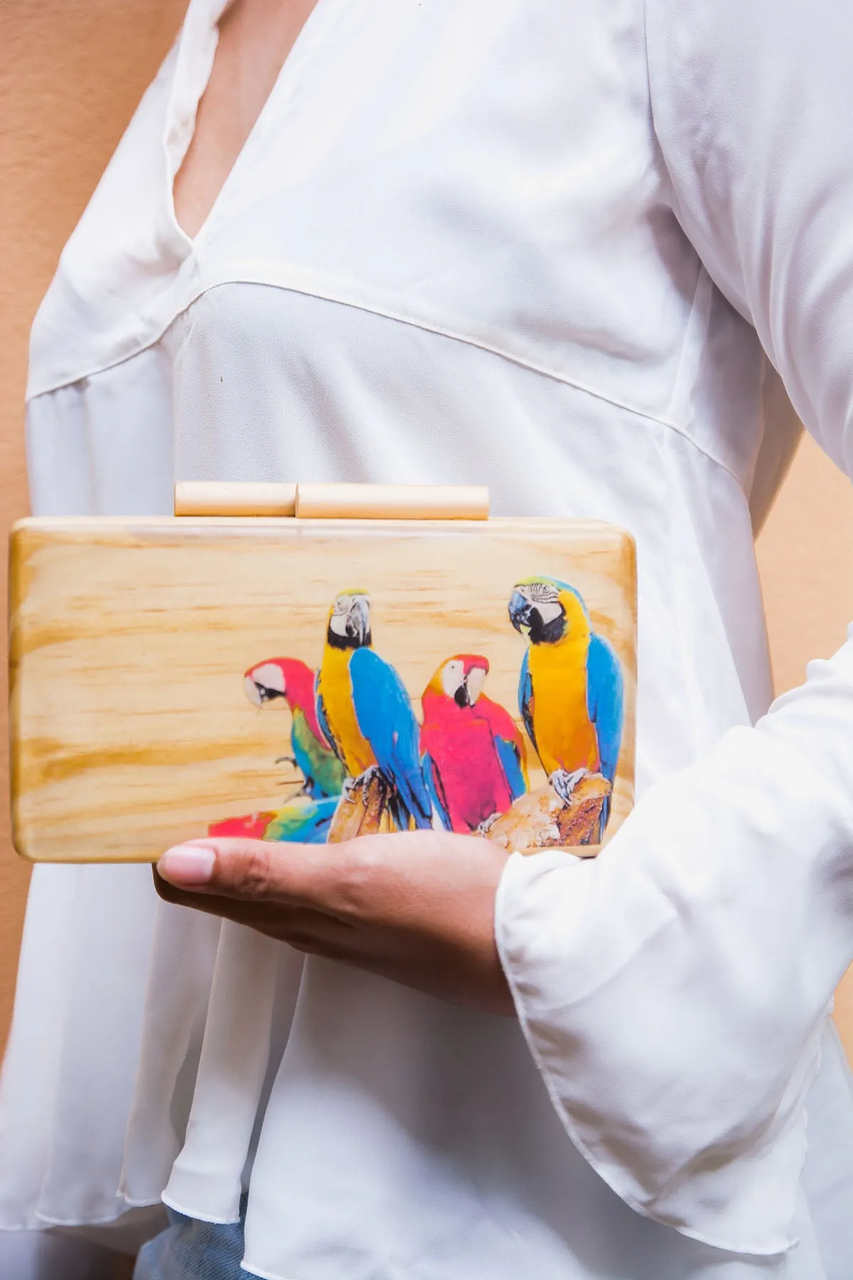 Parrot Life Wooden Clutch