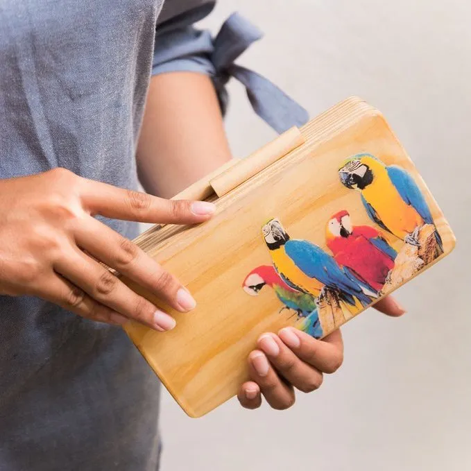 Parrot Life Wooden Clutch