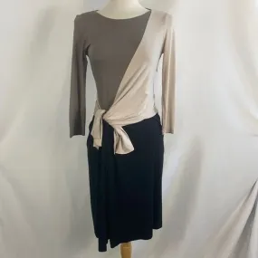 PauleKaTan Cream Black Tie Front Knit Dress