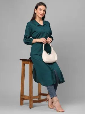 Peacock Green Solid Kurta