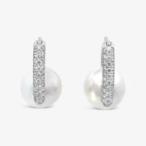 Pearl & Diamond Hoop Earrings