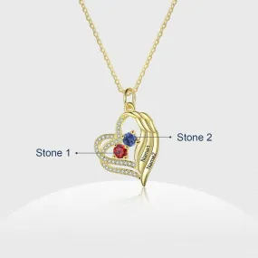 Personalized 2 Names Gold Color Heart-Shaped Necklace