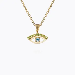 Petite Greek Eye Necklace / Green   Blue