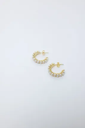 PG Designs Small Pearl and Crystal Hoop Earrings