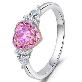 Pink Heart Crystal and Cubic Zirconia Wedding Ring