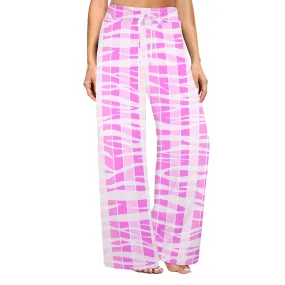 pink striped tiger striped print Women's Wide Leg Lounge Pants (Model L77)