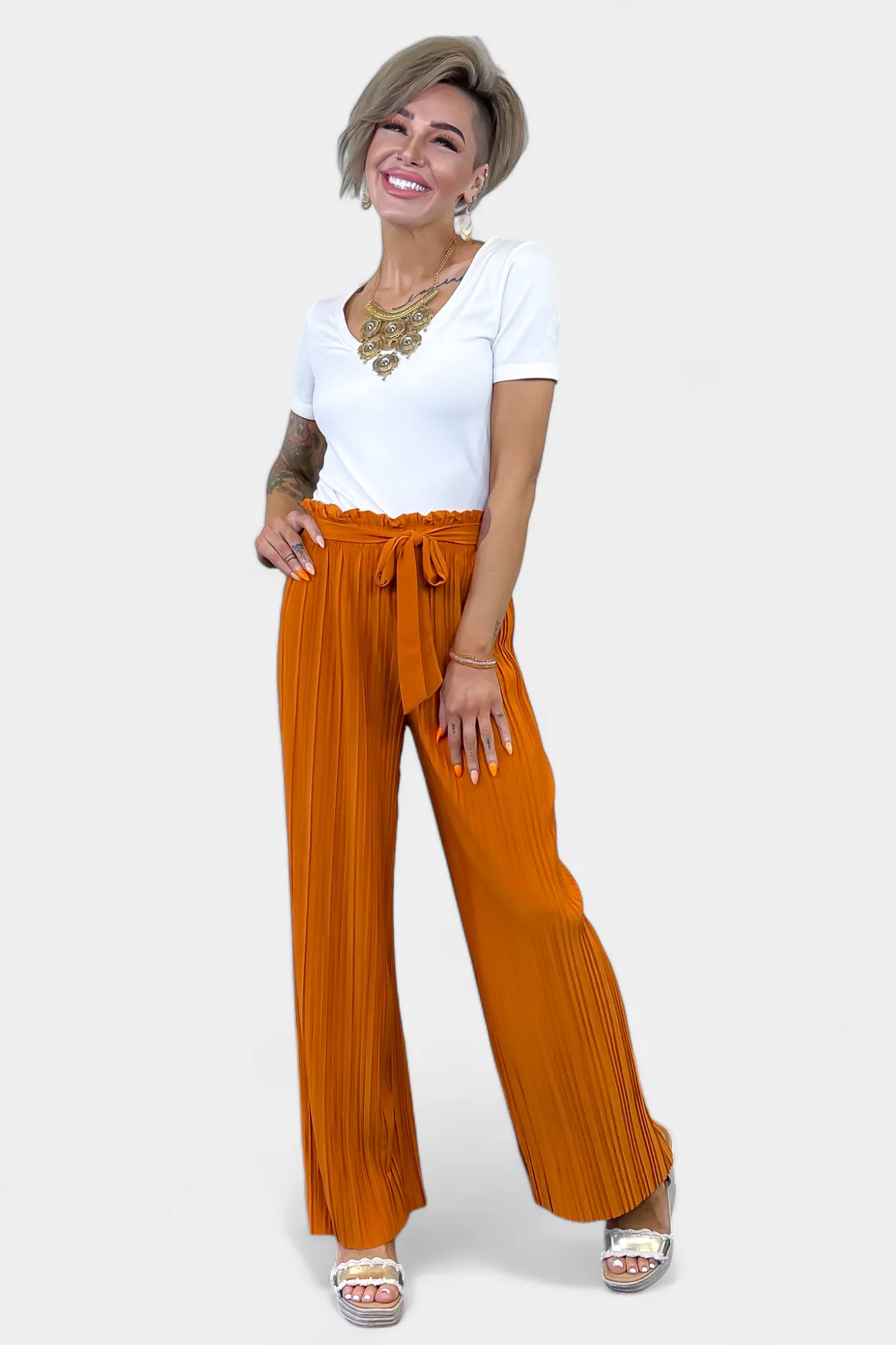 Pleated Wide Leg Pants