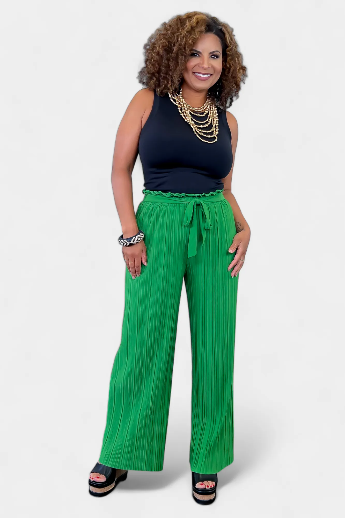 Pleated Wide Leg Pants