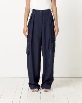 Polkar Wide-Leg Cargo Pants in Navy