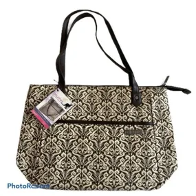 Pouchee Tabee Tablet Organizing Tote  -  Brown and Ivory Pattern