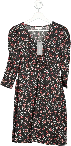 Principles Black Floral Printed Textured Jersey Ruched Front Dress BNWT UK 10