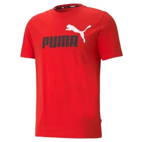 PUMA MEN'S ESSENTIALS  2 COLOUR LOGO RED TEE