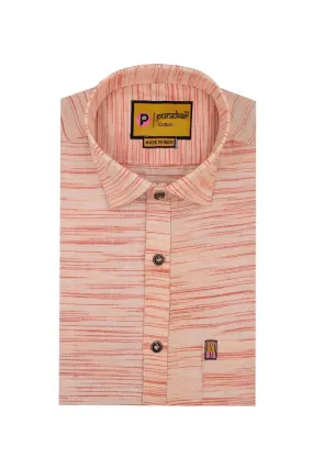 Punekar Cotton Orange Color Pure Cotton Handmade Formal Shirt for Men's.