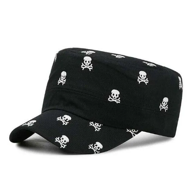 Punk Skull Rivet Cotton Snapback Military Army Cap