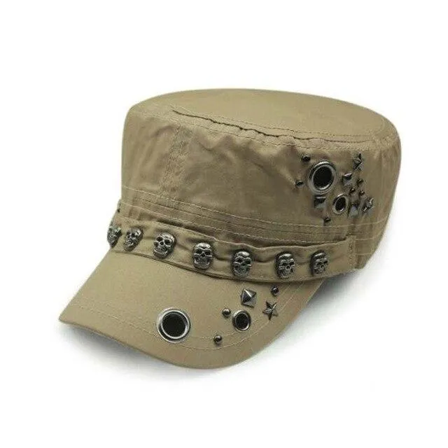 Punk Skull Rivet Cotton Snapback Military Army Cap