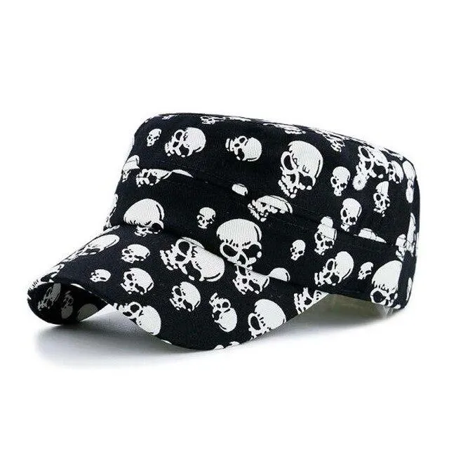 Punk Skull Rivet Cotton Snapback Military Army Cap