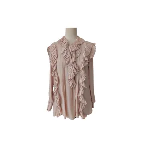 Rania Beige Frill Pleated Blouse | Pre loved |