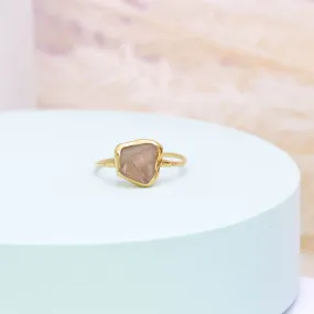 Raw Smoky Quartz Ring in Yellow Gold