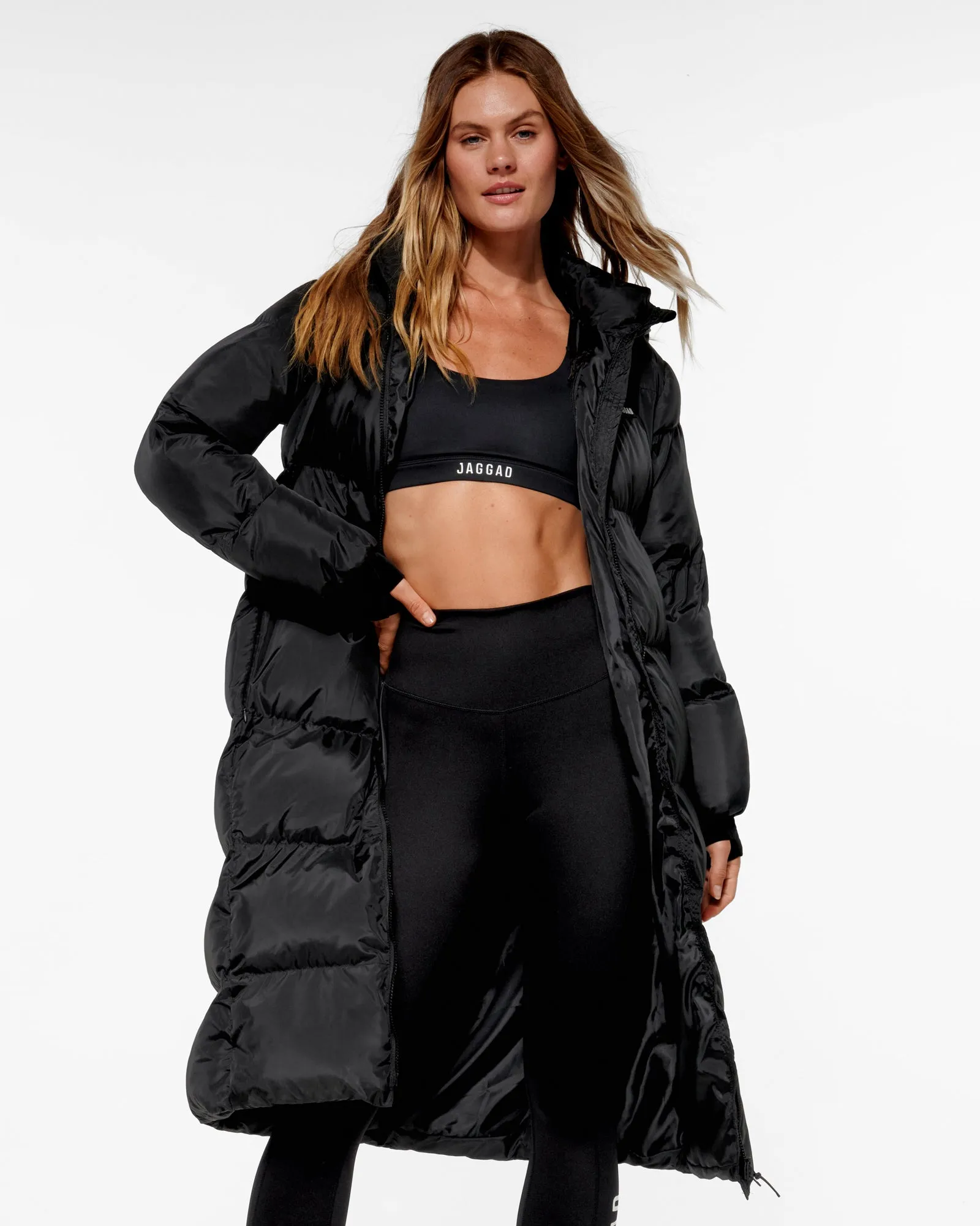 REFLECT LONGLINE PUFFER COAT BLACK