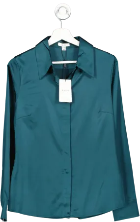 REISS Green Sofia Stretch Silk Shirt UK 10