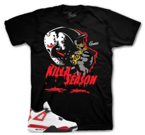 Retro 4 Red Cement Shirt - Killa Season - Black