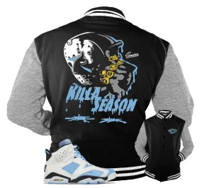 Retro 6 University Blue Varsity Jacket - Killa Season - Black