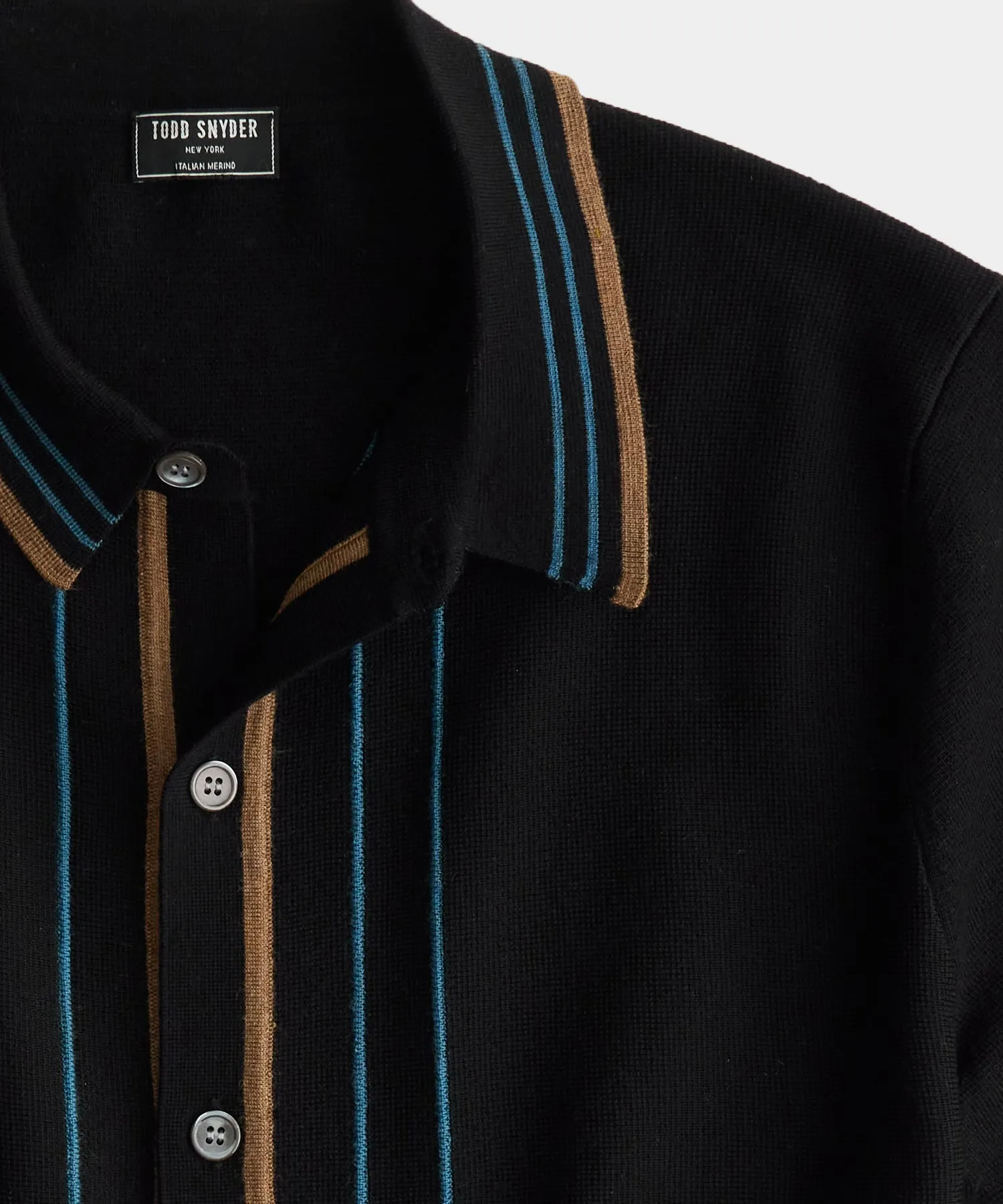 Retro Tipped Merino Polo in Blacktop