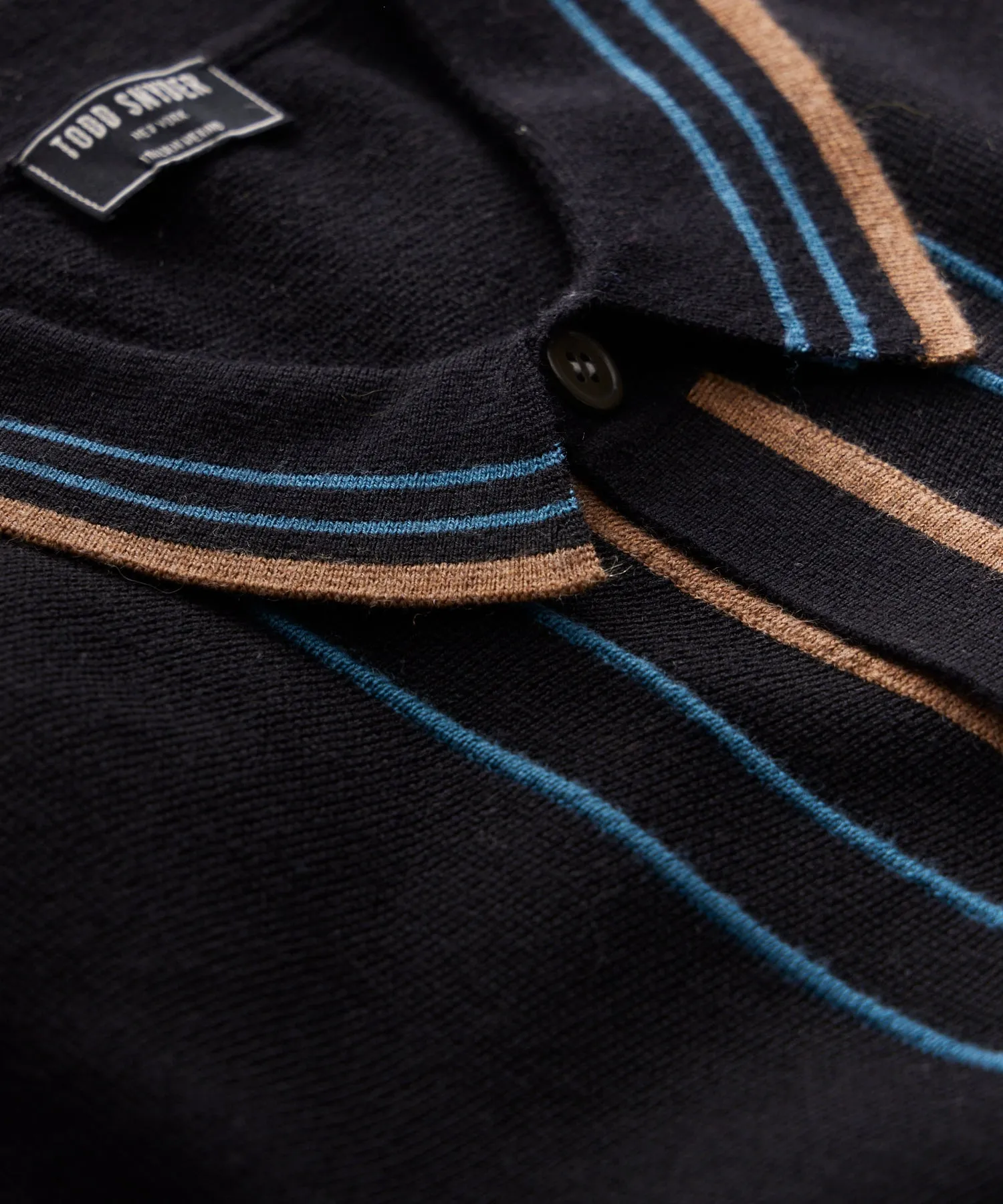 Retro Tipped Merino Polo in Blacktop